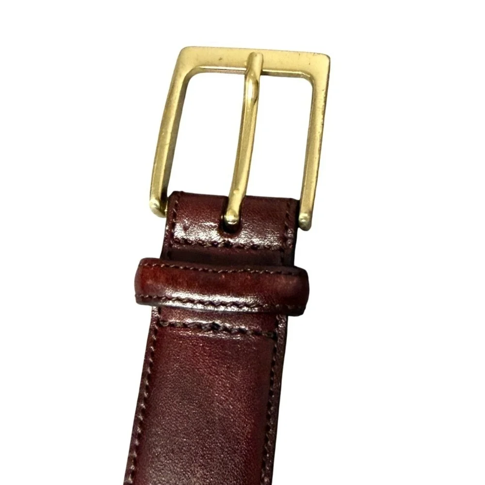 Trafalgar Mens Dress Belt Size 40 Mahogany Brown Cortina Leather Hand Polished